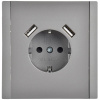 Фортепиано сталь розетка скрытая 1-мест заземление шторки USB IP20 3,1А