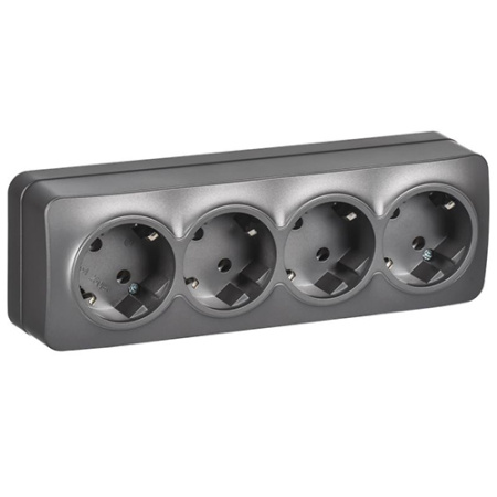 Глори сталь розетка открытая 4-мест заземление IP20 