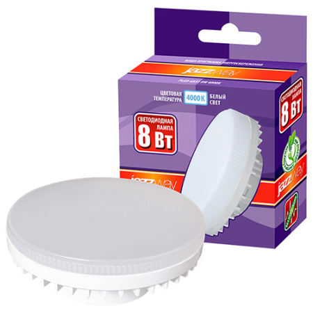 Лампа свд 220В GX53 8Вт 4000К 640лм таблетка матовая Jazzway 