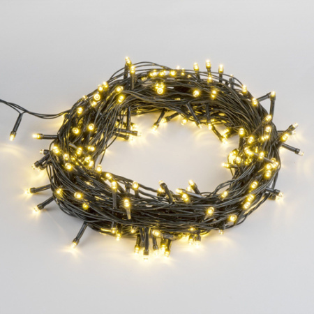 Гирлянда нить 10м теплый белый 100свд с контроллером IP20 зеленый провод 8режимов