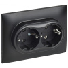 Сканди черный розетка скрытая 2-мест заземление IP20
