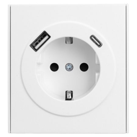 MIELE STRONG Розетка 1-ая с/з с/у з/ш 16А с USB A+C быстрой зарядки 5В/3А жемчуг KRANZ