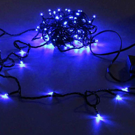 Гирлянда нить 12м синий 120свд с контроллером IP20 зеленый провод 8 режимов