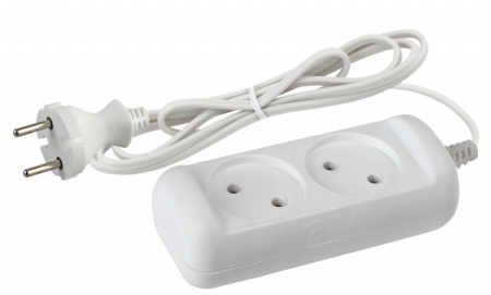 Удлинитель 2-мест 1,5м ШВВП 2*0,75 белый ЭРА  