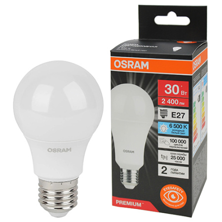 Лампа светодиодная 220В Е27 30Вт 6500К 2400лм стандарт A80 матовая Osram LED Value black