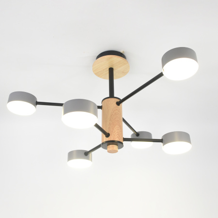 Светильник потолочный (люстра) 6*15Вт GX53 серый/дерево