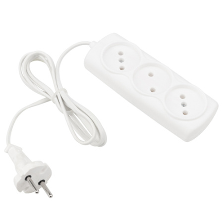 Удлинитель 3-мест 1,5м ШВВП 2*0,75 белый PROconnect