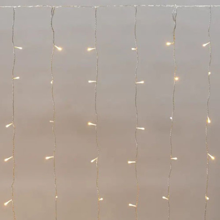 Гирлянда занавес 2*1,5м теплый белый 150свд соединяемая IP44 прозрачный провод мерцание (до 8мод)
