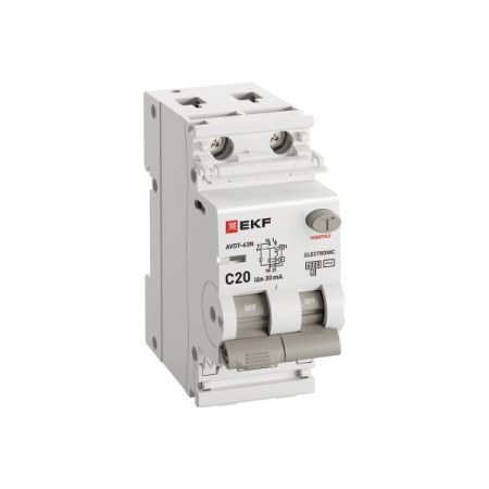 Дифавтомат 2Р 20А C тип AC 30мА 6кА 2мод АВДТ-63N EKF PROxima