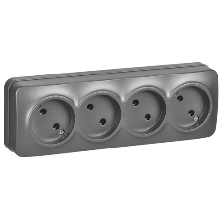 Глори сталь розетка открытая 4-мест IP20 