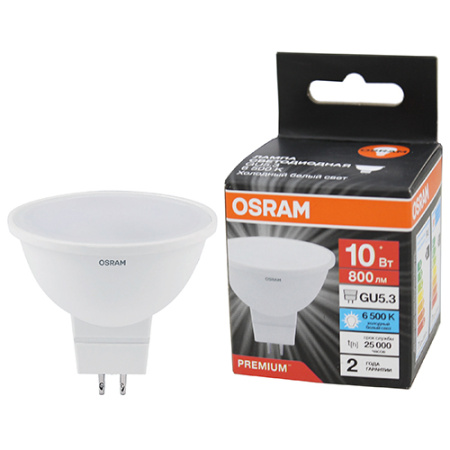 Лампа свд 220В GU5.3 10Вт 6500К 800лм MR16 матовая Osram LED Value black