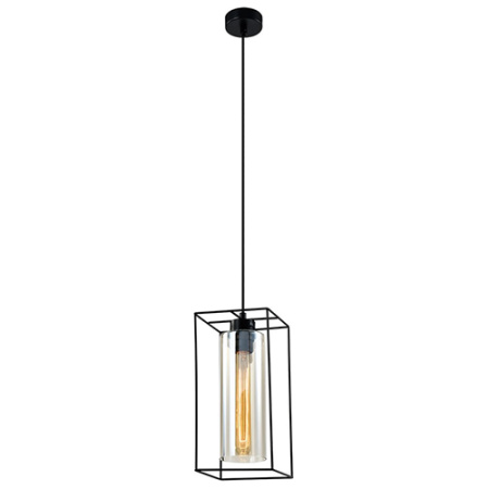 Светильник подвес 1*40Вт E27 черный/дымчатый цилиндр Лофт