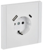 Фортепиано белый розетка скрытая 1-мест заземление шторки USB IP20 