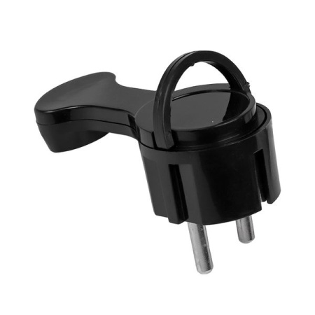 Вилка 16А угловая заземление черный пластик IP20 EKF за шкаф