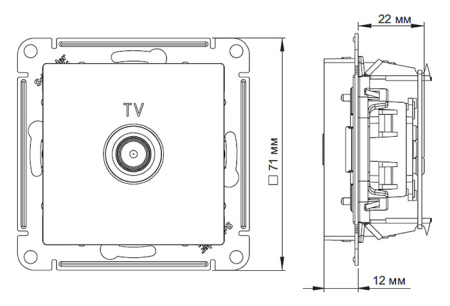 AtlasDesign белый розетка TV оконечная скрытая 1-ая