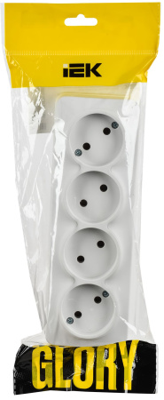 Глори белый розетка открытая 4-мест IP20 