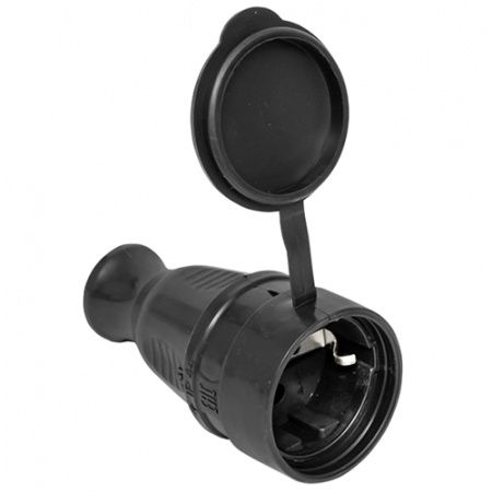 Розетка переносная 16А заземление черный каучук IP44 EKF 