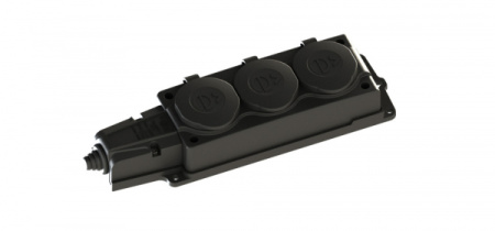 Колодка 3-мест 16А черный каучук заземление IP54 Systeme Electric