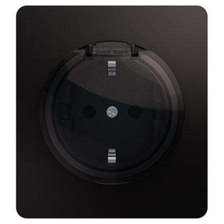 Миле Раунд черный механизм розетки скрытая 1-мест заземление с крышкой шторки IP44 