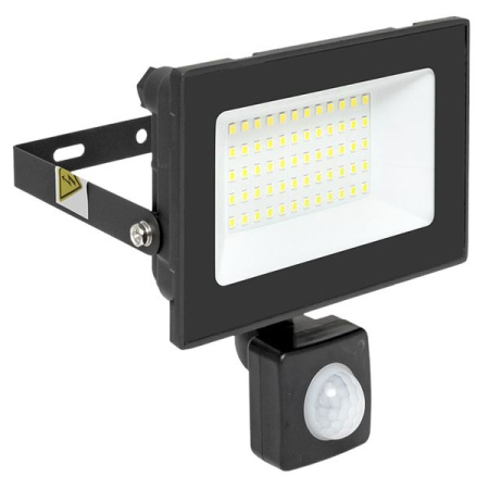 Прожектор свд 50Вт 6500К 4000лм черный IP65 110° Luma EKF датчик движения