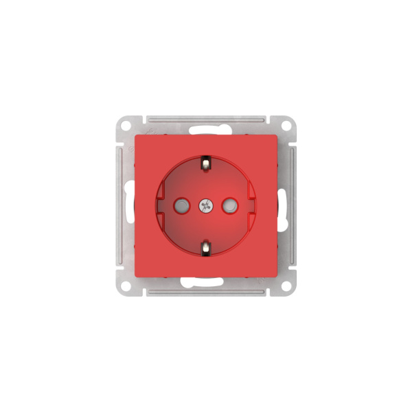 Атлас красный розетка скрытая 1-мест заземление шторки быстрозажим. клем. IP20 