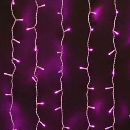 Гирлянда занавес 1,5*1,5м фиолетовый 368свд IP20 прозрачный провод (до 8мод)