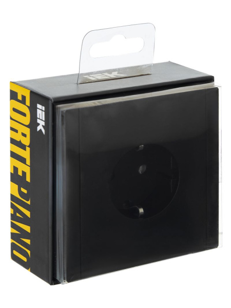 Фортепиано черный механизм розетки скрытая 1-мест заземление IP20 