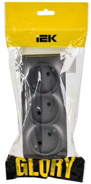 Глори сталь розетка открытая 3-мест IP20 