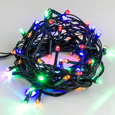 Гирлянда нить 2,8м мультицвет 20свд с контроллером IP20 зеленый провод 8 режимов