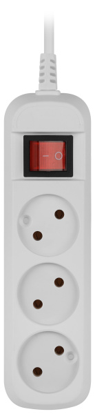 Удлинитель 3-мест 3м ПВС 2*0,75 белый выкл PlexUp  