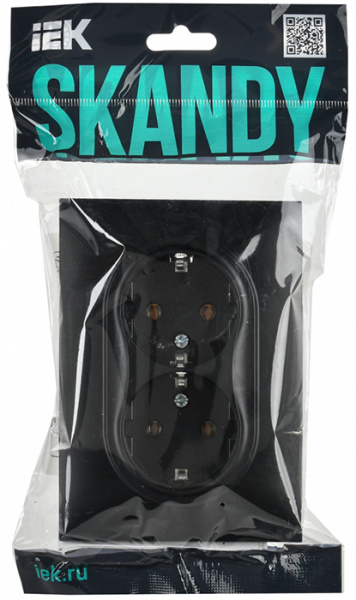 Сканди черный розетка скрытая 2-мест заземление IP20