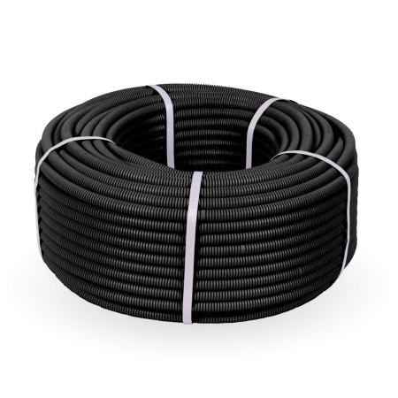 Труба гофра 16мм ПНД тяжелая 100м ПРОМРУКАВ черный с протяжкой HF безгалоген