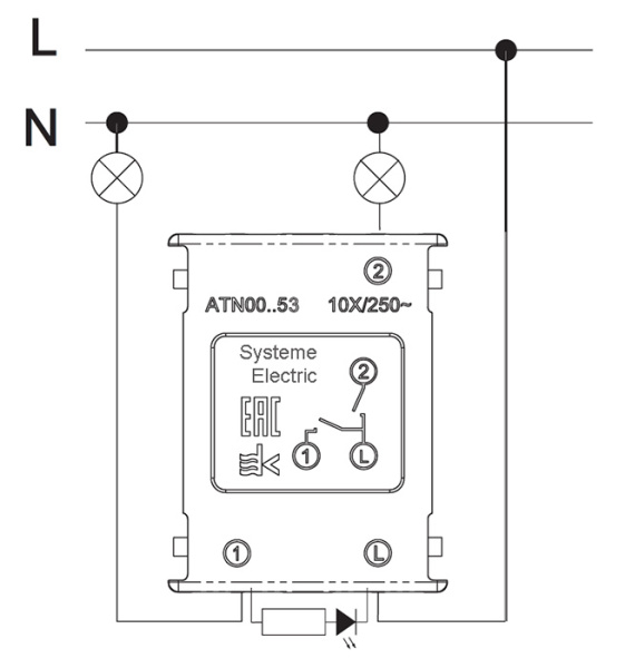 AtlasDesign алюминий выключатель 2кл с подсветкой скрытая 10А IP20 