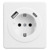 MIELE ROUND Розетка 1-ая с/з с/у з/ш 16А с USB A+C быстрой зарядки 5В/3А белая KRANZ