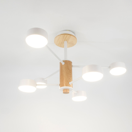 Светильник потолочный (люстра) 6*15Вт GX53 белый/дерево