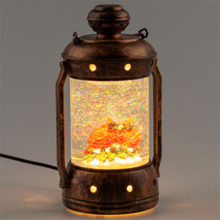 Светильник "Фонарь Красный кардинал" 18см 1свд теплый белый 3*АА / USB, таймер 6 ч.