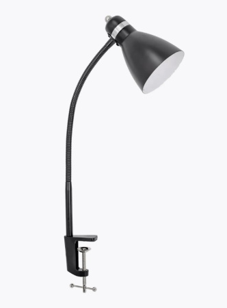 Светильник настольный 60Вт E27 черный струбцина Трансвит